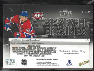 2024-25 Upper Deck Metal Universe Search Engines Autograph Rookie Lane Hutson RC 