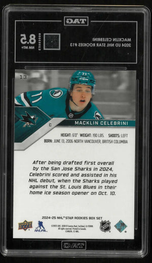 2024-25 Upper Deck NHL Star Rookies Box Set Hockey Macklin Celebrini RC TAG 8.5 