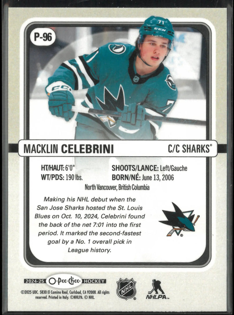 2024-25 Upper Deck O-Pee-Chee Premier Rookies Macklin Celebrini RC 
