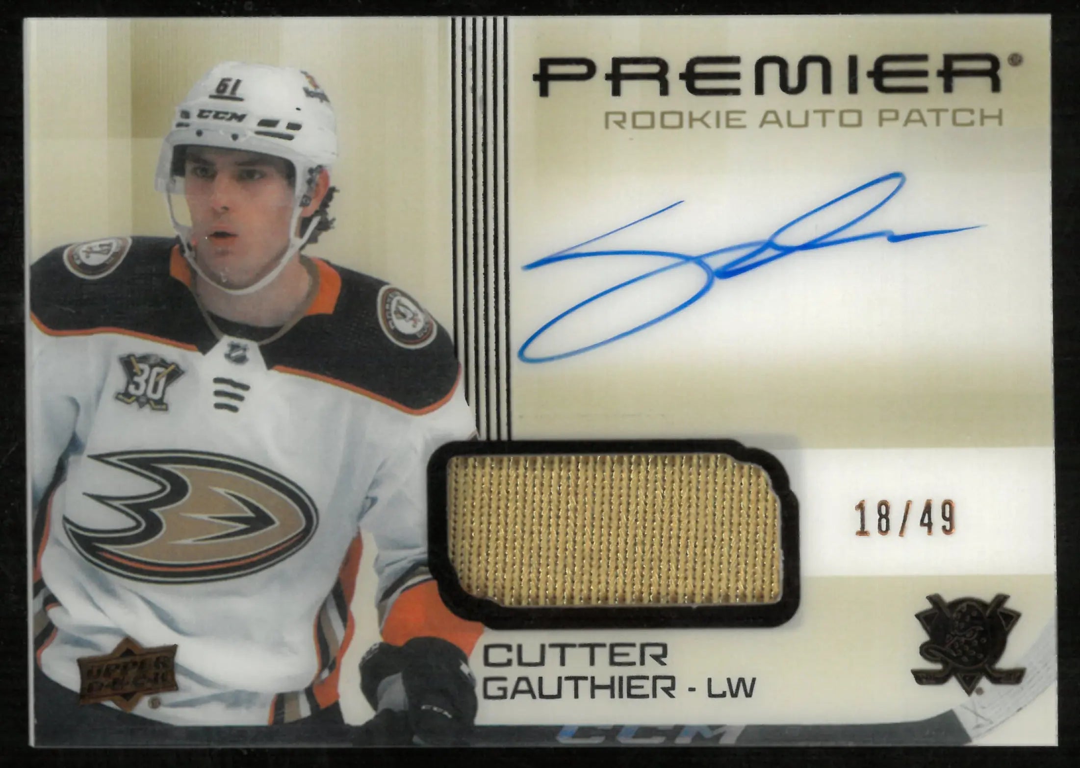 2024-25 Upper Deck Premier Bronze Rookie Patch Auto Cutter Gauthier /49 