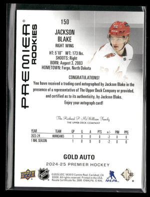 2024-25 Upper Deck Premier Gold Rookie Auto Jackson Blake /35 