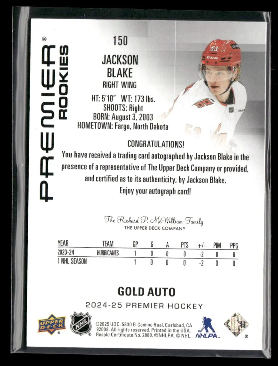 2024-25 Upper Deck Premier Gold Rookie Auto Jackson Blake /35 