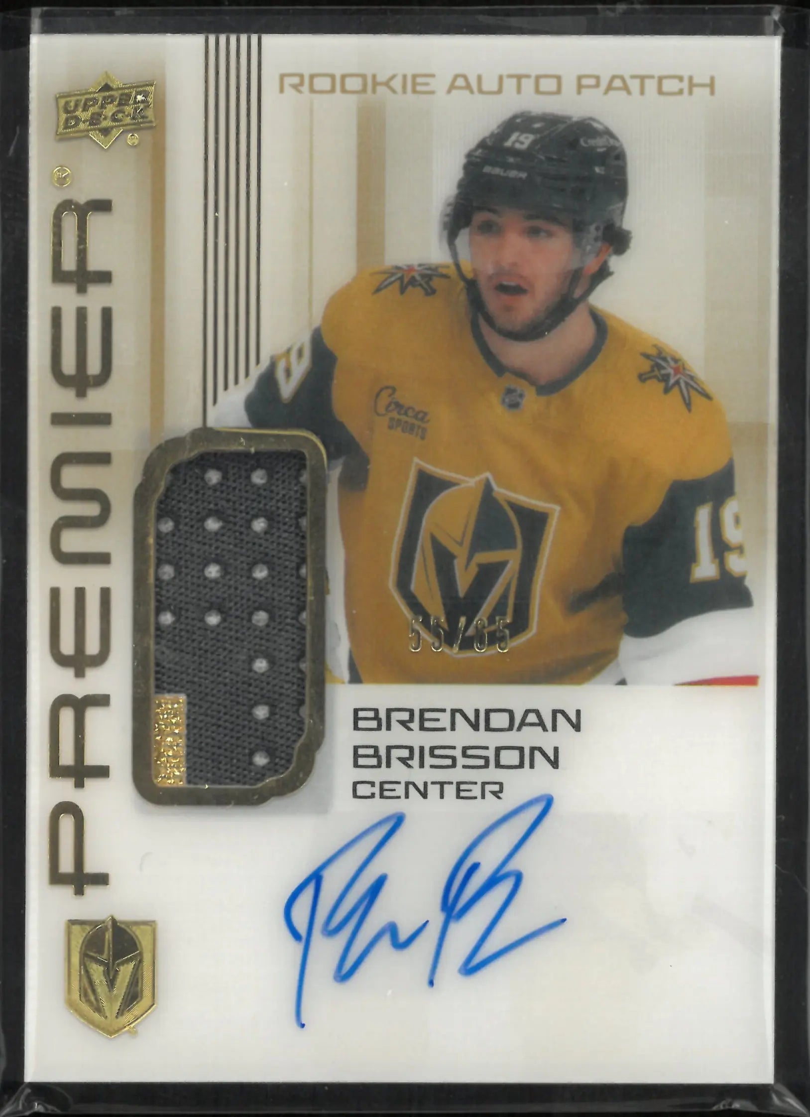 2024-25 Upper Deck Premier Gold Rookie Auto Patch Brendan Brisson /65 