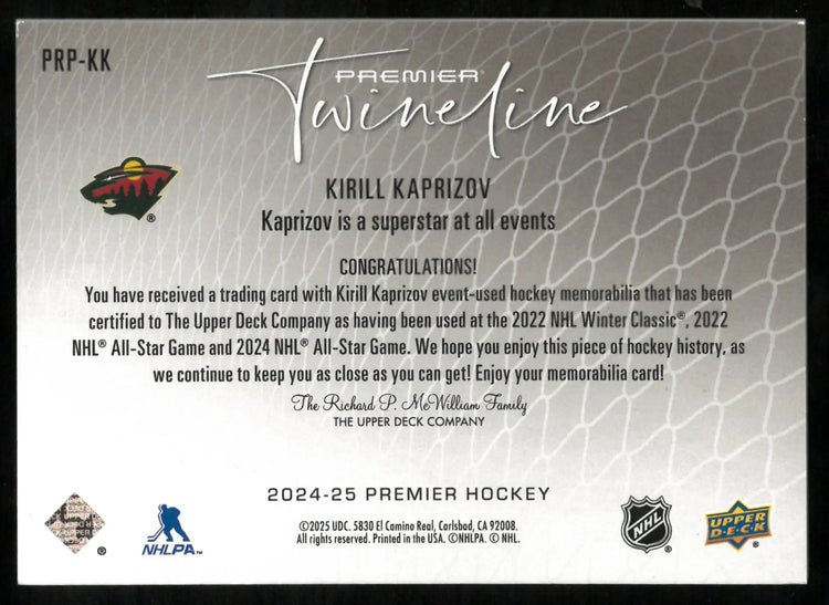 2024-25 Upper Deck Premier Hockey Twineline Kirill Kaprizov /25 