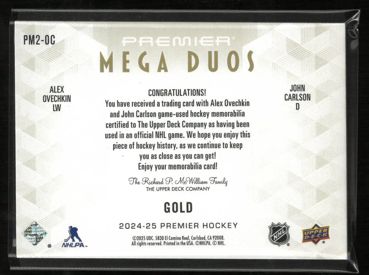 2024-25 Upper Deck Premier Mega Duos Alex Ovechkin/Josh Carlson Gold Patch 