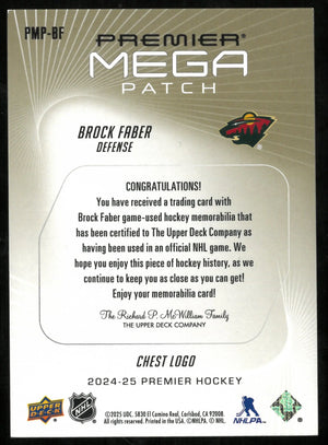 2024-25 Upper Deck Premier Mega Patch Brock Faber /21 