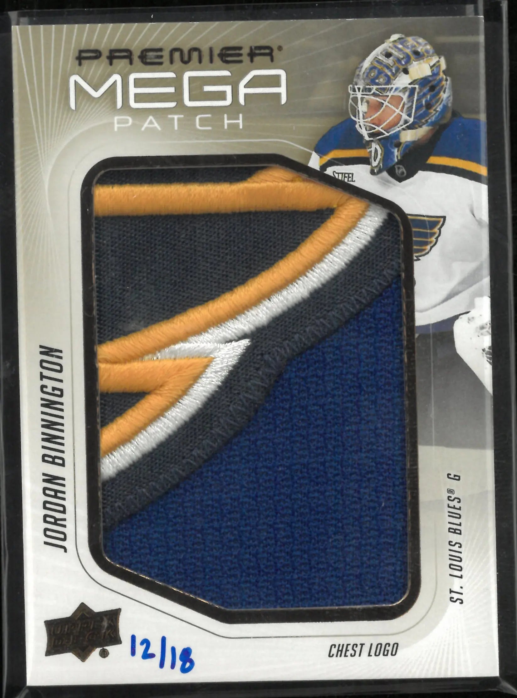 2024-25 Upper Deck Premier Mega Patch Chest Logo Jordan Binnington /18 