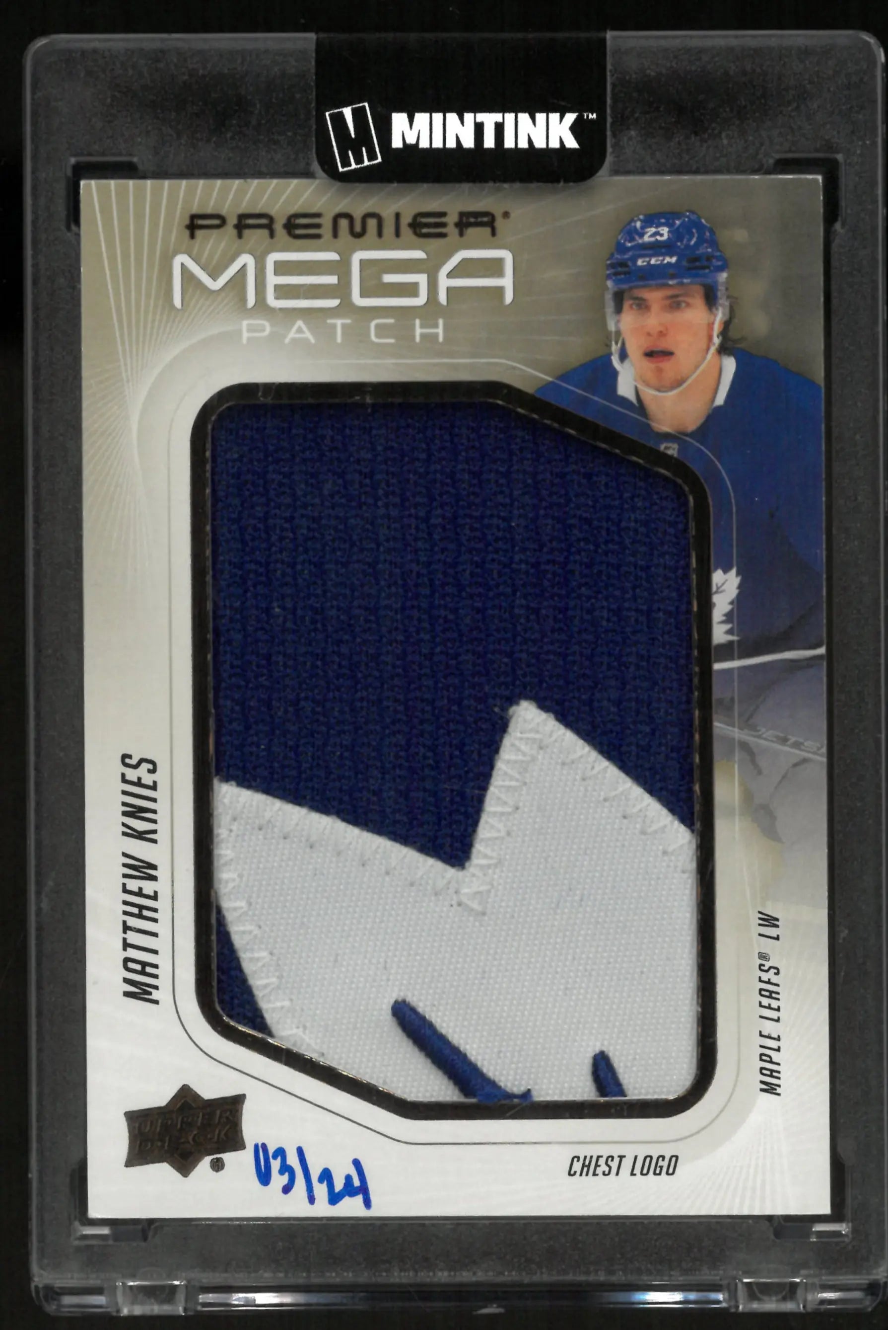 2024-25 Upper Deck Premier Mega Patch Chest Logo Matthew Knies /24 
