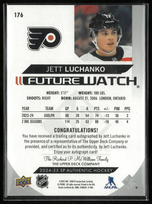 2024-25 Upper Deck SP Authentic Future Watch Jett Luchanko Autograph Rookie RC /999 