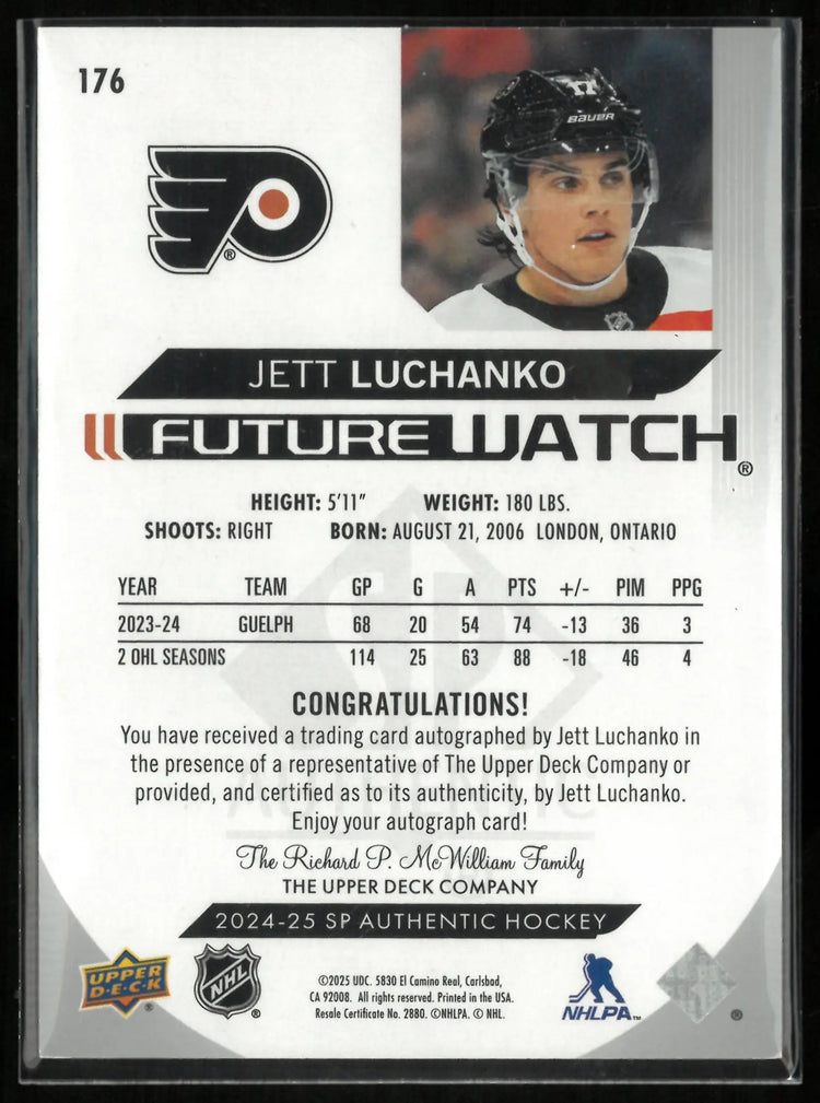 2024-25 Upper Deck SP Authentic Future Watch Jett Luchanko Autograph Rookie RC /999 