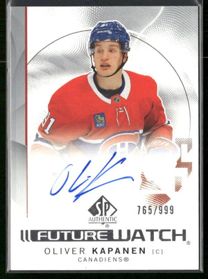 2024-25 Upper Deck SP Authentic Hockey Future Watch Rookie Auto Oliver Kapanen /999 