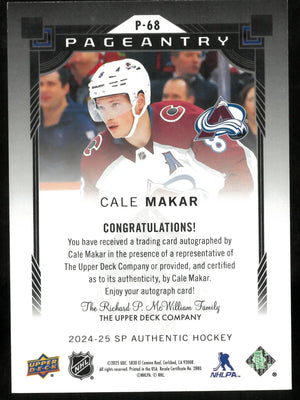 2024-25 Upper Deck SP Authentic Pageantry Auto Cale Makar 