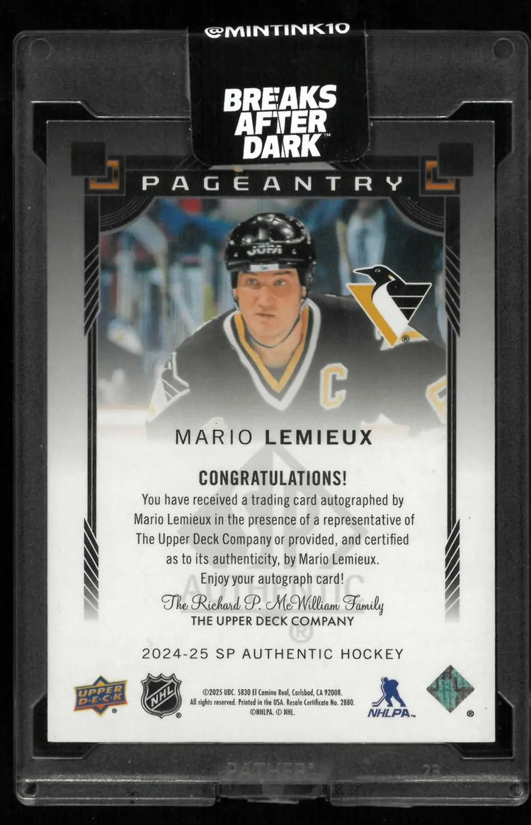 2024-25 Upper Deck SP Authentic Pageantry Autograph Mario Lemieux Auto 