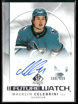2024-25 Upper Deck SP Authentic Rookie Future Watch Auto Macklin Celebrini /999 