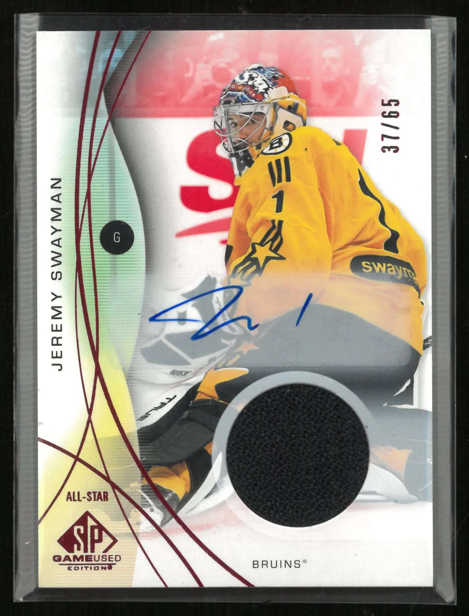 2024-25 Upper Deck SP Game Used Red Autograph Jersey Jeremy Swayman Auto /65 