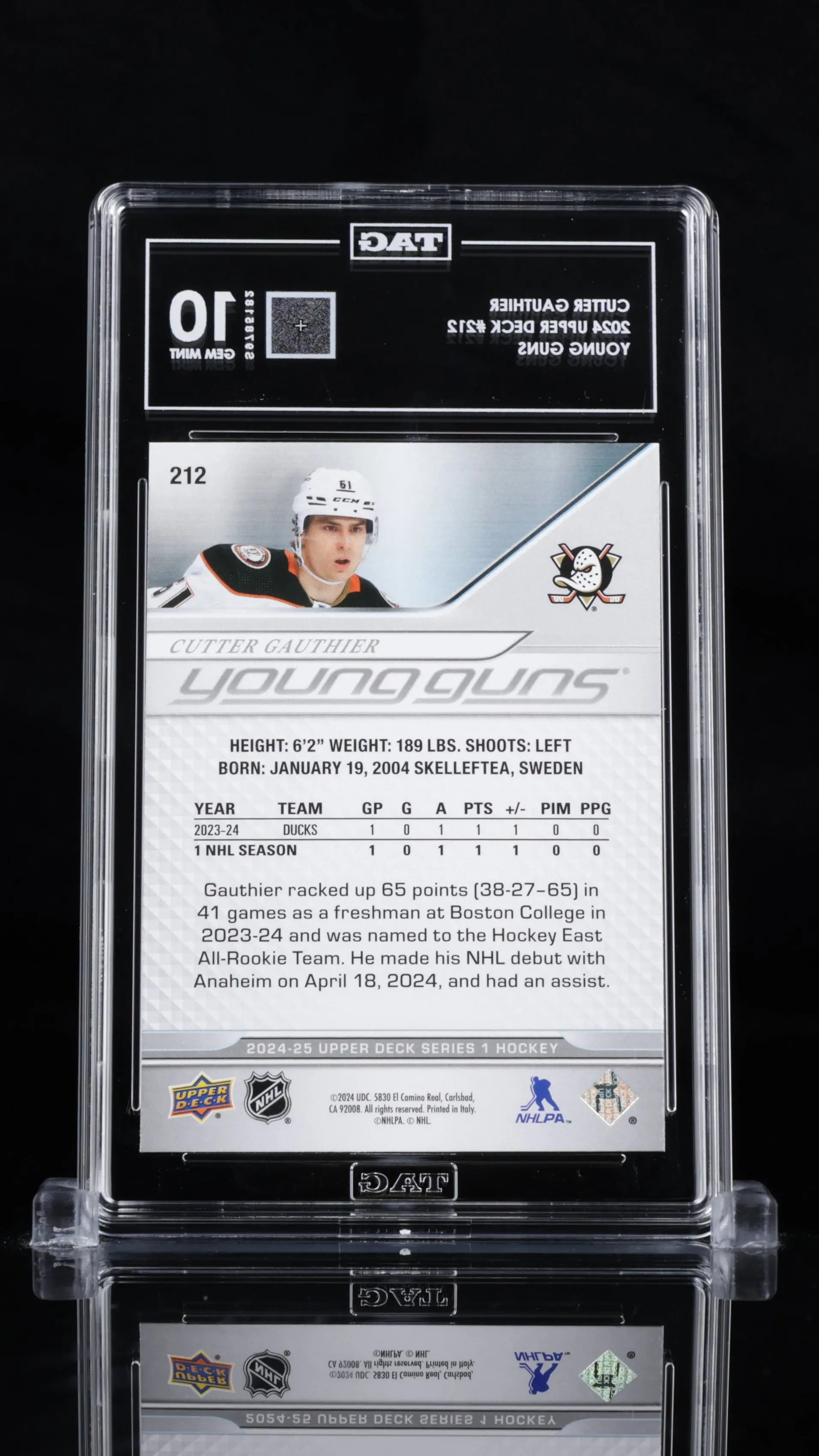 2024-25 Upper Deck Series 1 Cutter Gauthier Young Guns RC TAG 10 