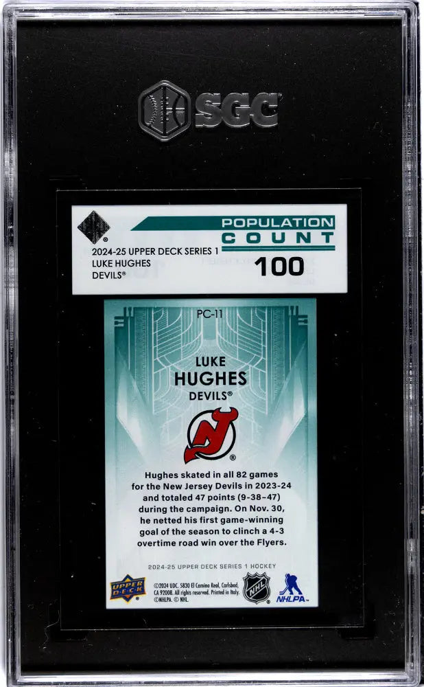 2024-25 Upper Deck  Series 1 Hockey Luke Hughes Population Count 100 SGC 9.5 