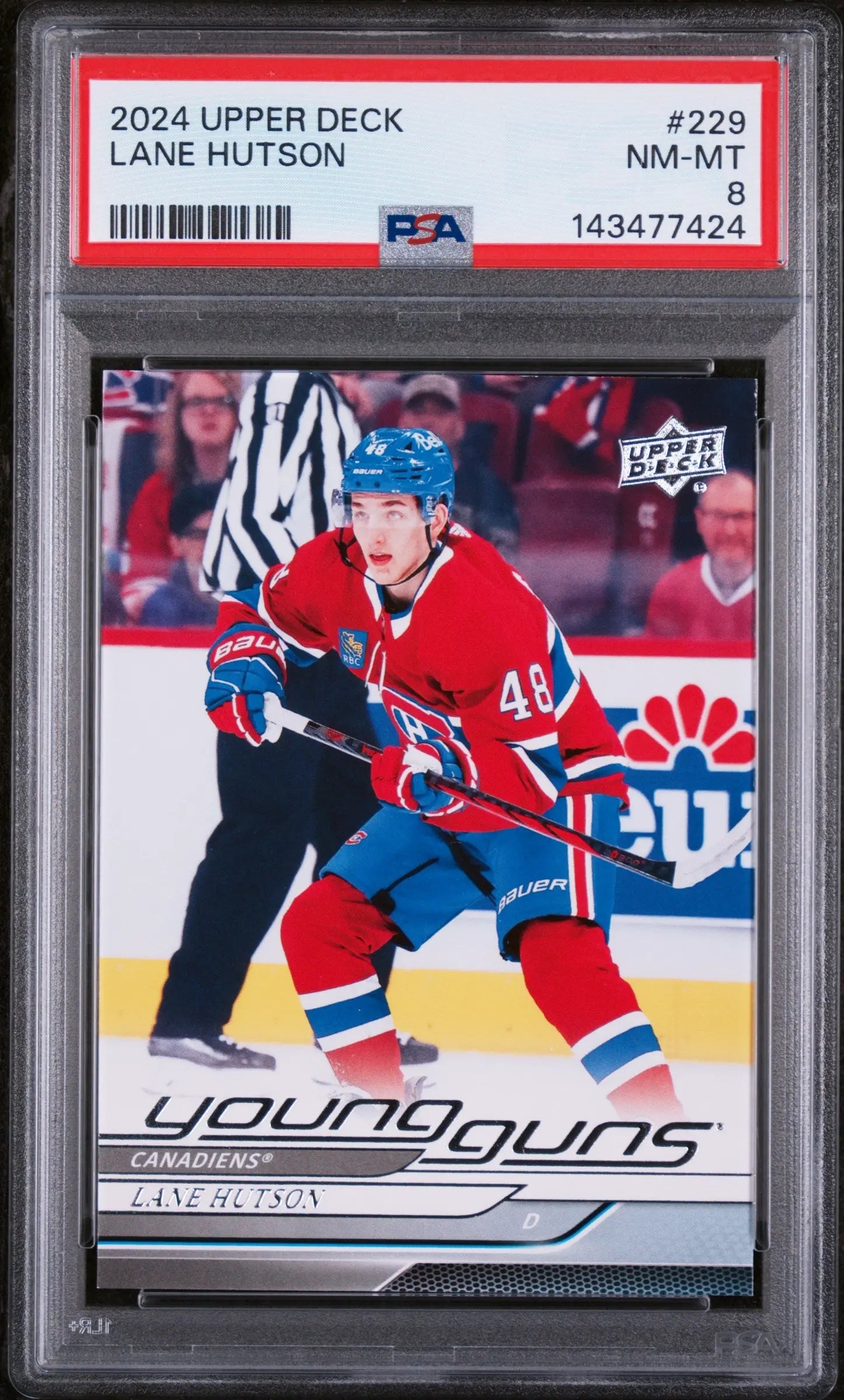 2024-25 Upper Deck Series 1 Lane Hutson Young Guns RC Rookie #229 PSA 8 
