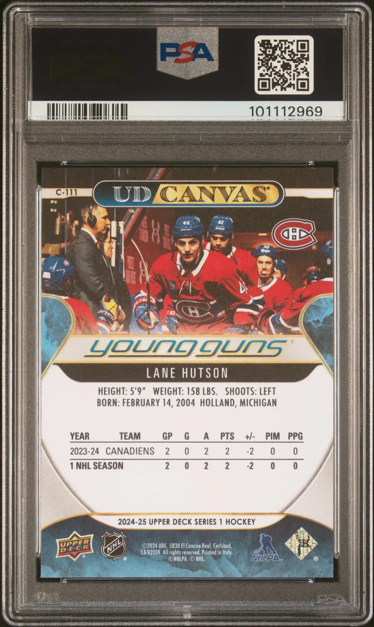 2024-25 Upper Deck Series 1 UD Canvas Young Guns RC Lane Hutson PSA 9 