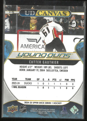 2024-25 Upper Deck Series 1 UD Canvas Young Guns Rookie Cutter Gauthier RC 