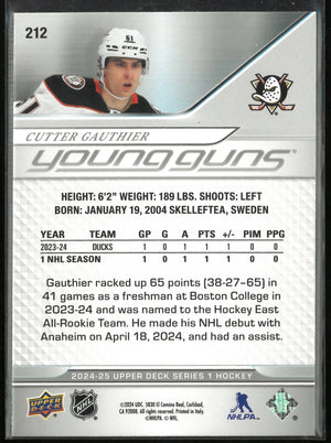 2024-25 Upper Deck Series 1 Young Guns Cutter Gauthier Rookie RC 