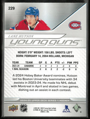 2024-25 Upper Deck Series 1 Young Guns Rookie Lane Hutson RC 