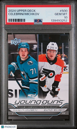 2024-25 Upper Deck Series 2 Checklist Celebrini Michkov Young Guns RC PSA 10 