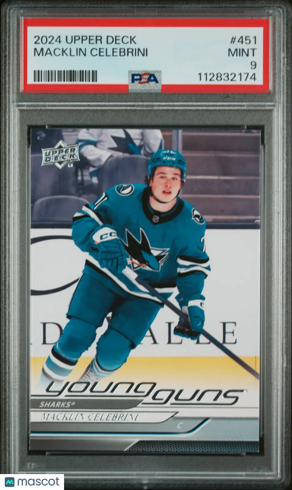 2024-25 Upper Deck Series 2 Hockey Macklin Celebrini Young Guns RC PSA 9 