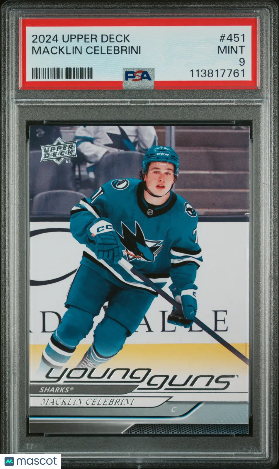 2024-25 Upper Deck Series 2 Hockey Macklin Celebrini Young Guns RC PSA 9 