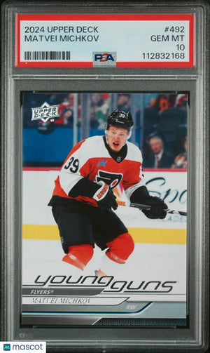 2024-25 Upper Deck Series 2 Hockey Matvei Michkov Young Guns RC PSA 10 
