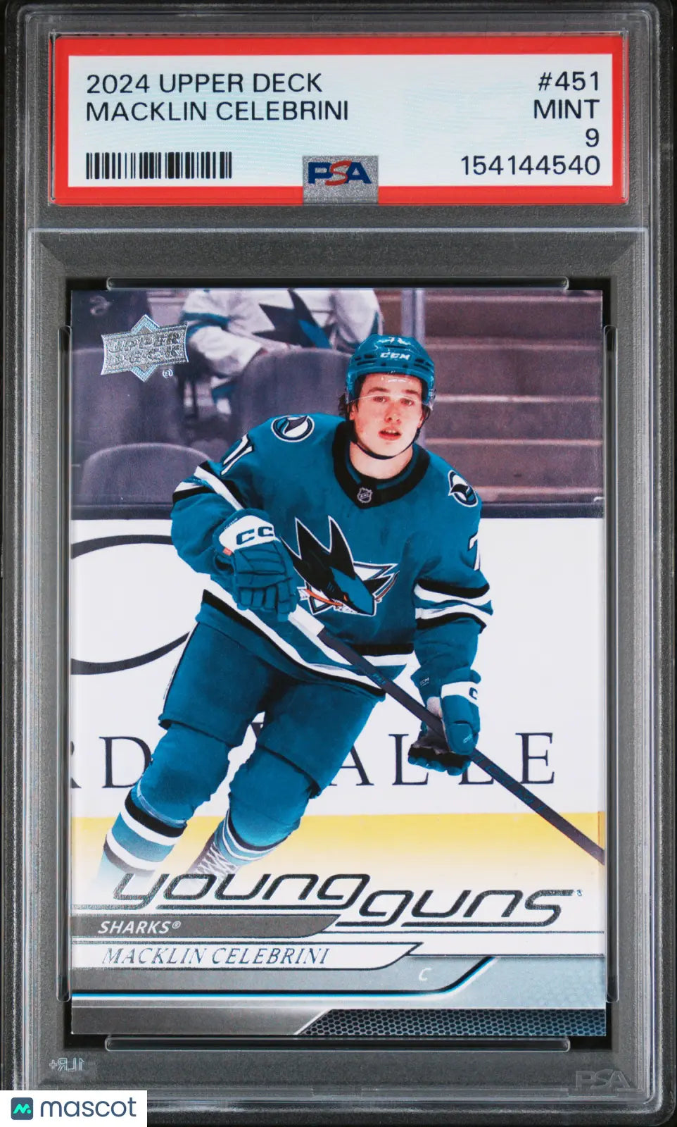 2024-25 Upper Deck Series 2 Macklin Celebrini Young Guns RC Rookie #451 PSA 9 