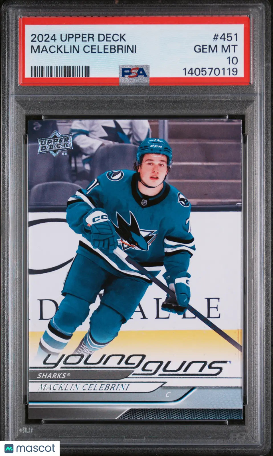 2024-25 Upper Deck Series 2 Macklin Celebrini Young Guns RC #451 PSA 10 