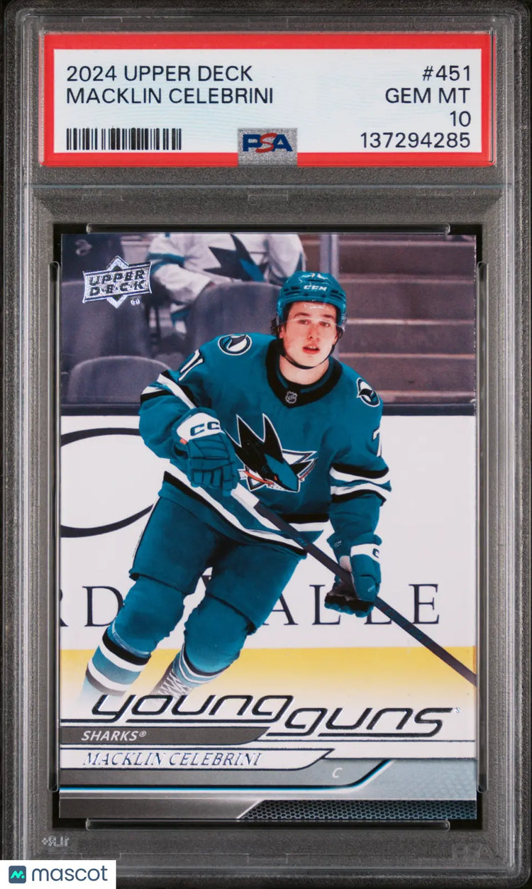 2024-25 Upper Deck Series 2 Young Guns Rookie RC Macklin Celebrini #451 PSA 10 