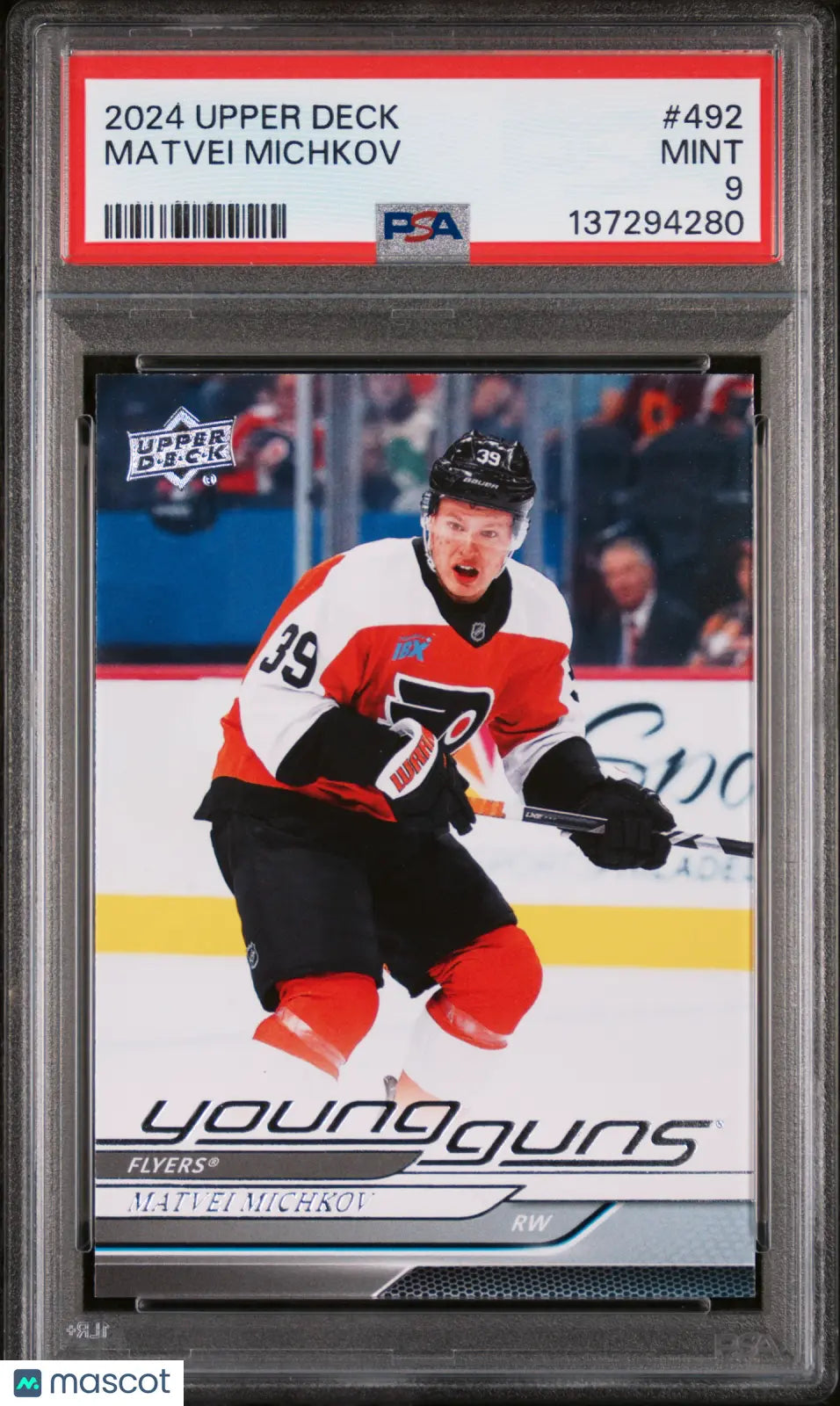 2024-25 Upper Deck Series 2 Young Guns Rookie RC Matvei Michkov #492 PSA 9 