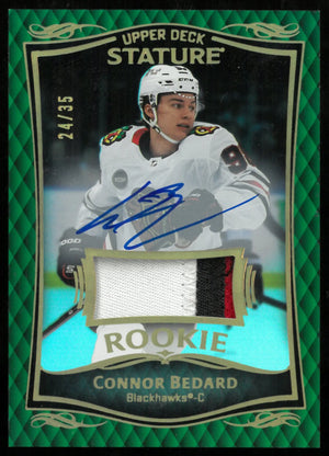 2024-25 Upper Deck Stature Connor Bedard RC Rookie Green Patch Auto /35 