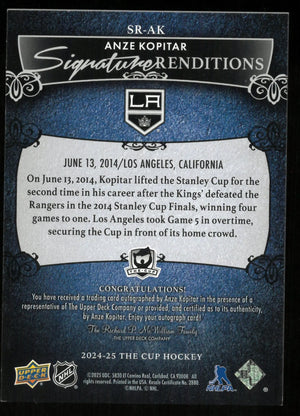 2024-25 Upper Deck The Cup Anze Kopitar Signature Renditions Auto 