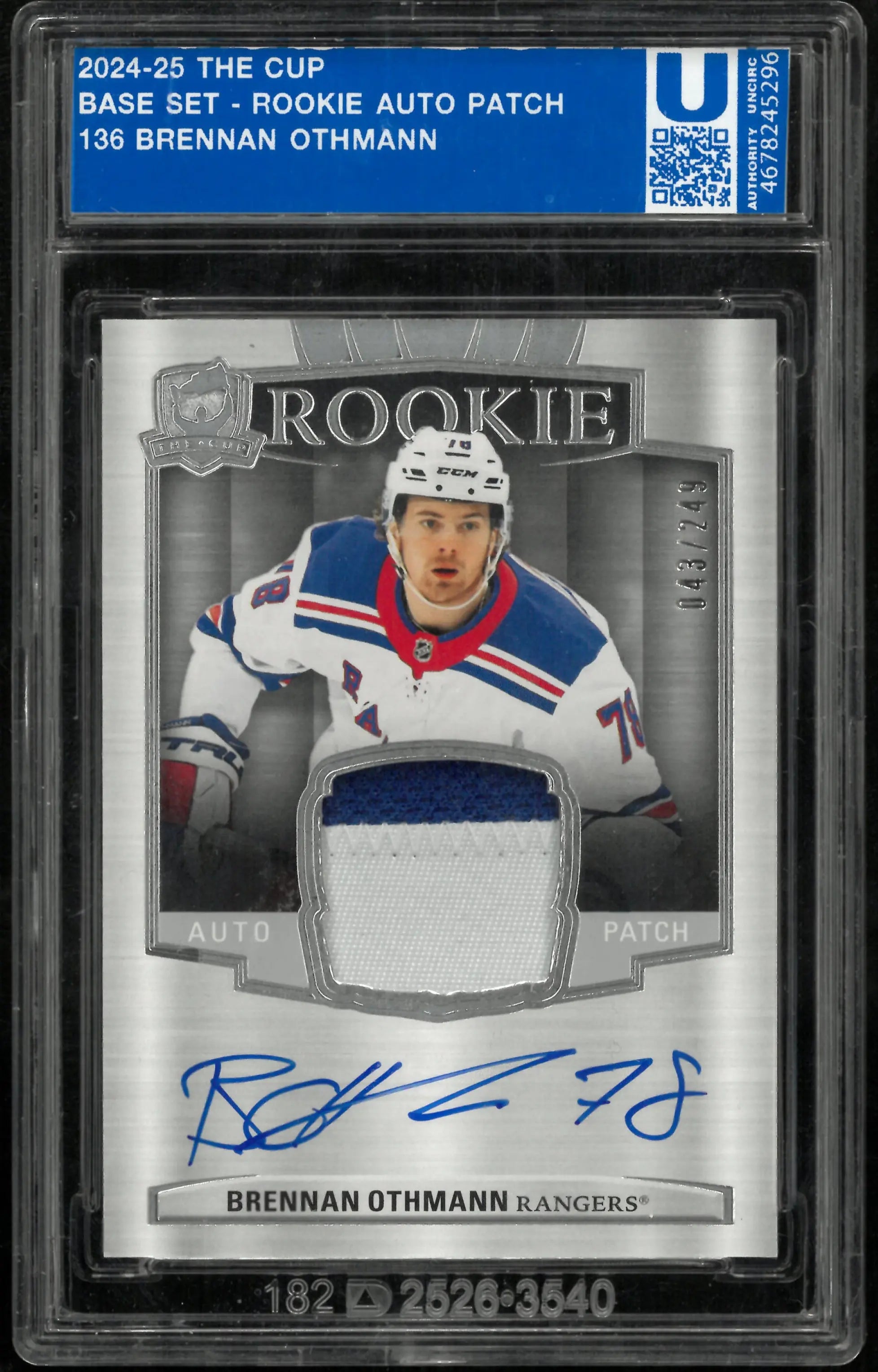 2024-25 Upper Deck The Cup Bennan Othmann RC Rookie Patch Auto /249 
