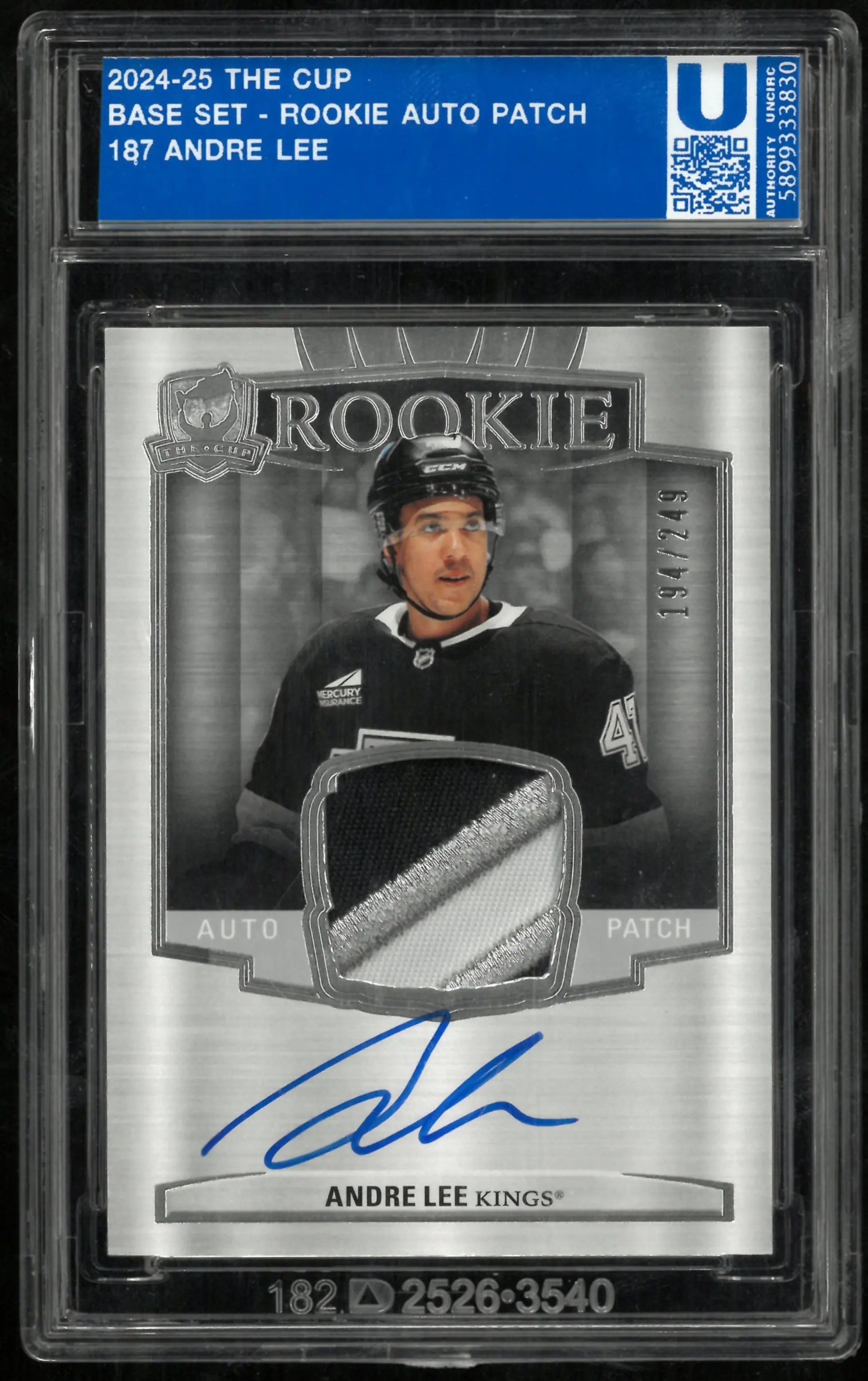 2024-25 Upper Deck The Cup Hockey Rookie Patch Auto Andre Lee /249 