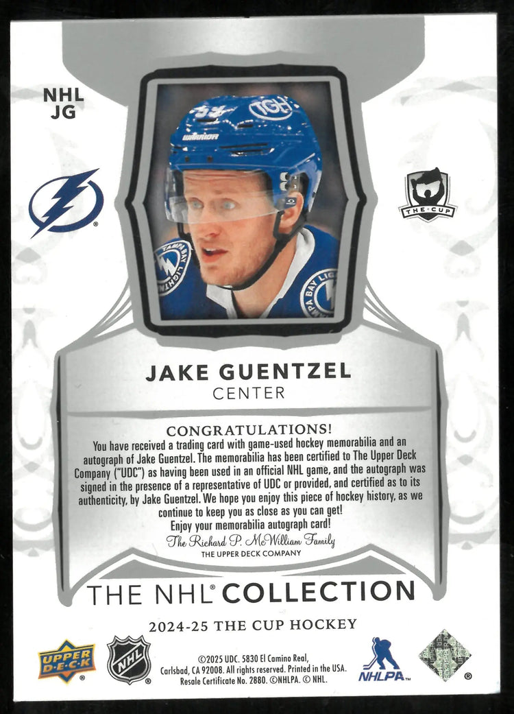 2024-25 Upper Deck The Cup Jake Guentzel  NHL Collection Patch Auto /25 