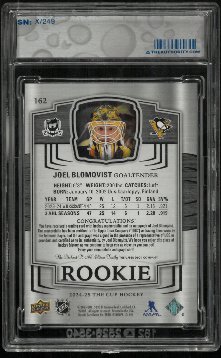 2024-25 Upper Deck The Cup Joel Blomqvist RC Rookie Patch Auto /249 