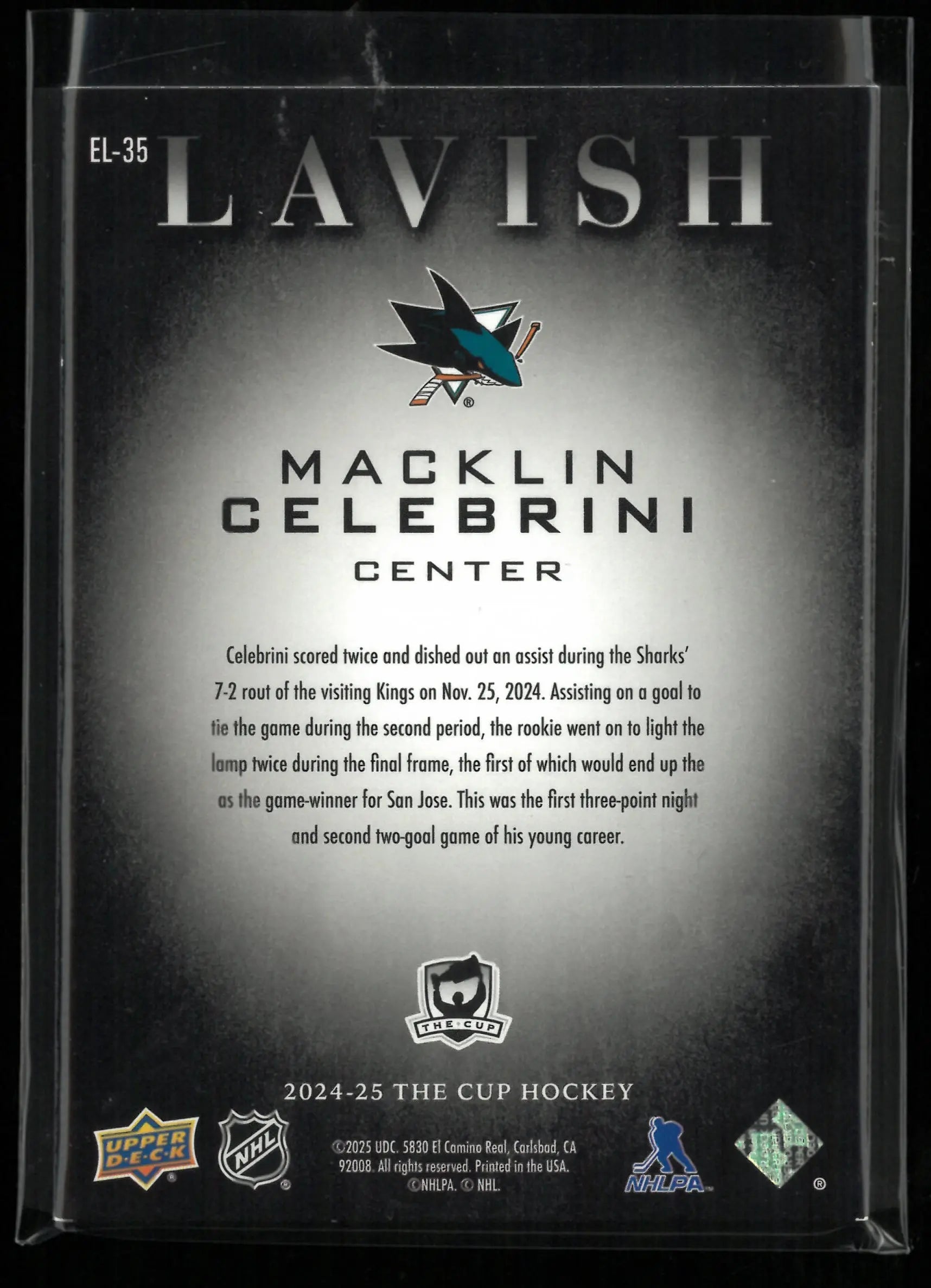 2024-25 Upper Deck The Cup Lavish Macklin Celebrini Rookie RC /50 