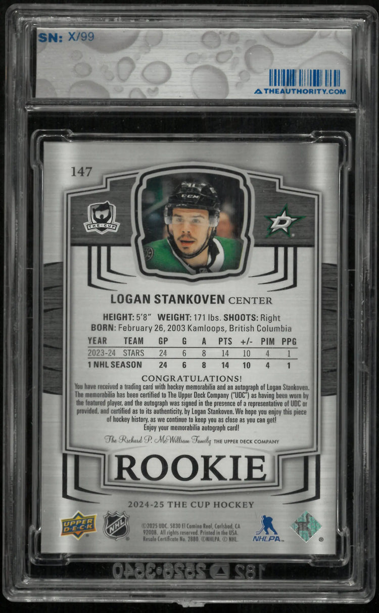 2024-25 Upper Deck The Cup Logan Stankoven RC Rookie Patch Auto /99 