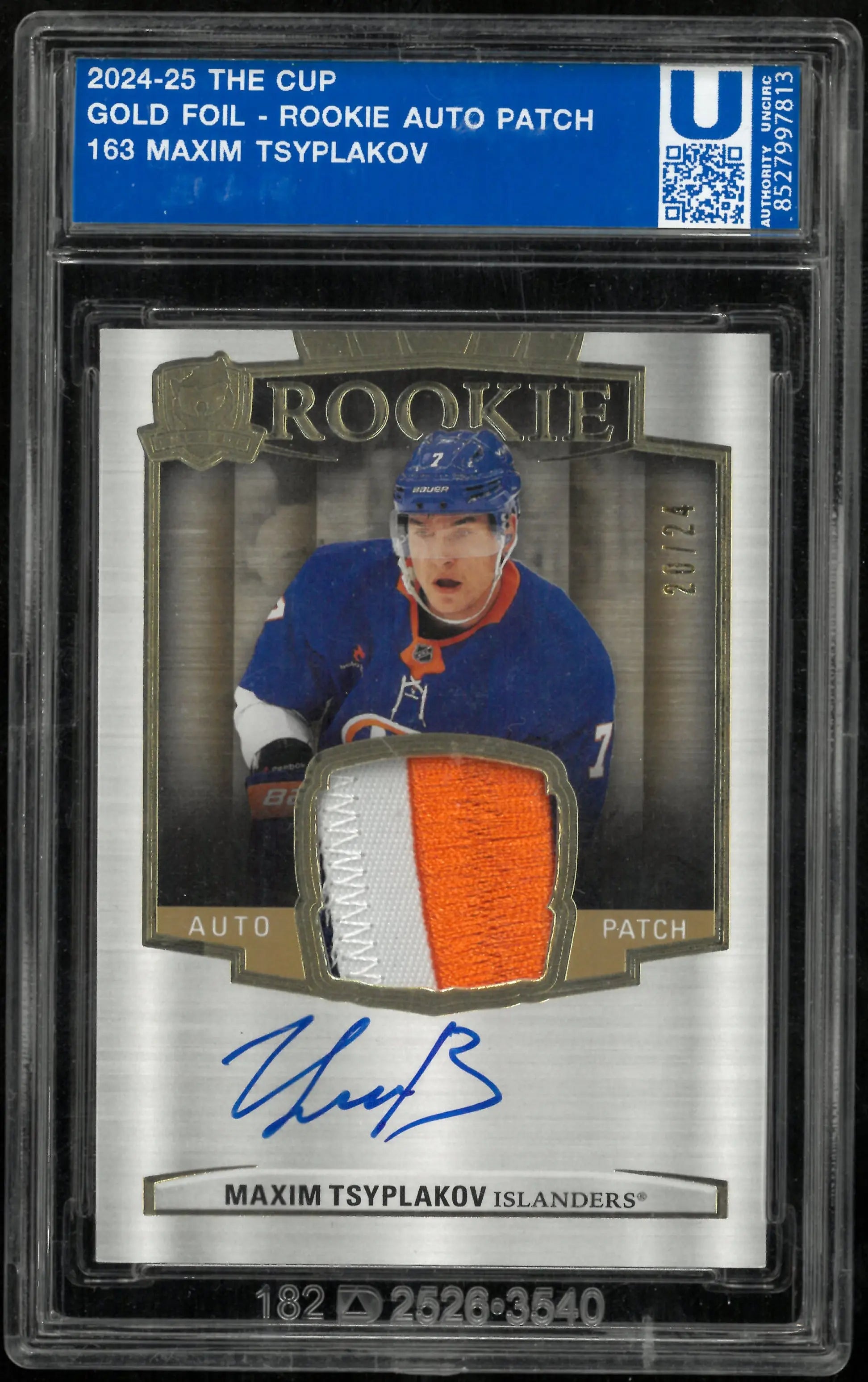 2024-25 Upper Deck The Cup Maxim Tsyplakov Gold RC Patch Auto /24 