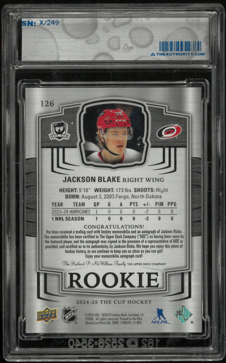2024-25 Upper Deck The Cup Rookie Auto Patch Jackson Blake /249 
