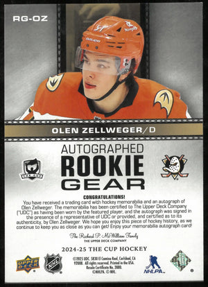 2024-25 Upper Deck The Cup Rookie Gear Patch Auto Olen Zellweger /24 