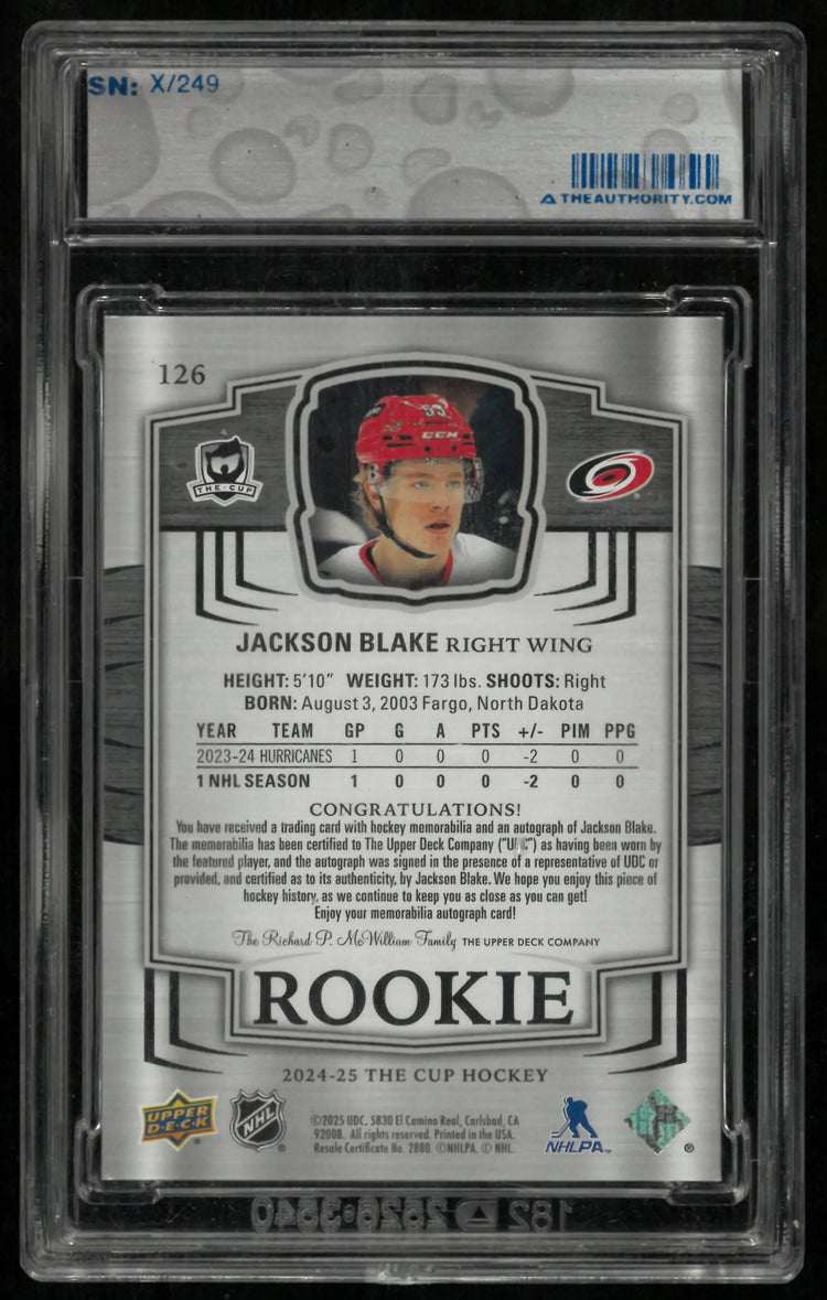 2024-25 Upper Deck The Cup Rookie Patch Auto Jackson Blake /249 