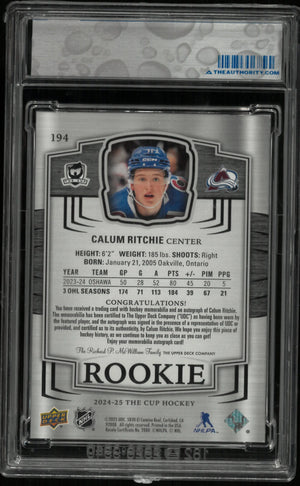 2024-25 Upper Deck The Cup Rookie Patch Autograph Calum Ritchie Auto RC/249 