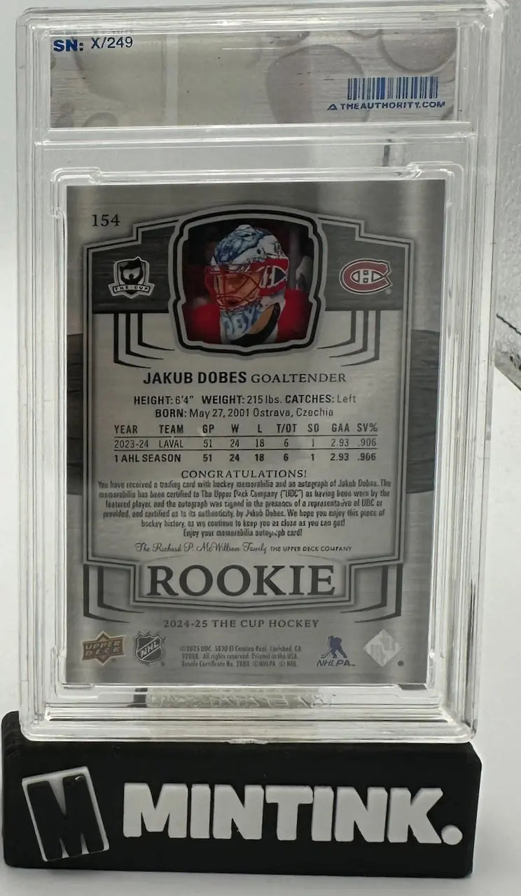 2024-25 Upper Deck The Cup Rookie Patch Autograph Jakub Dobes Auto /249 RC 