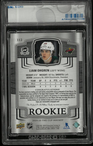 2024-25 Upper Deck The Cup Rookie Patch Autograph Liam Ohgren Auto RC /249 