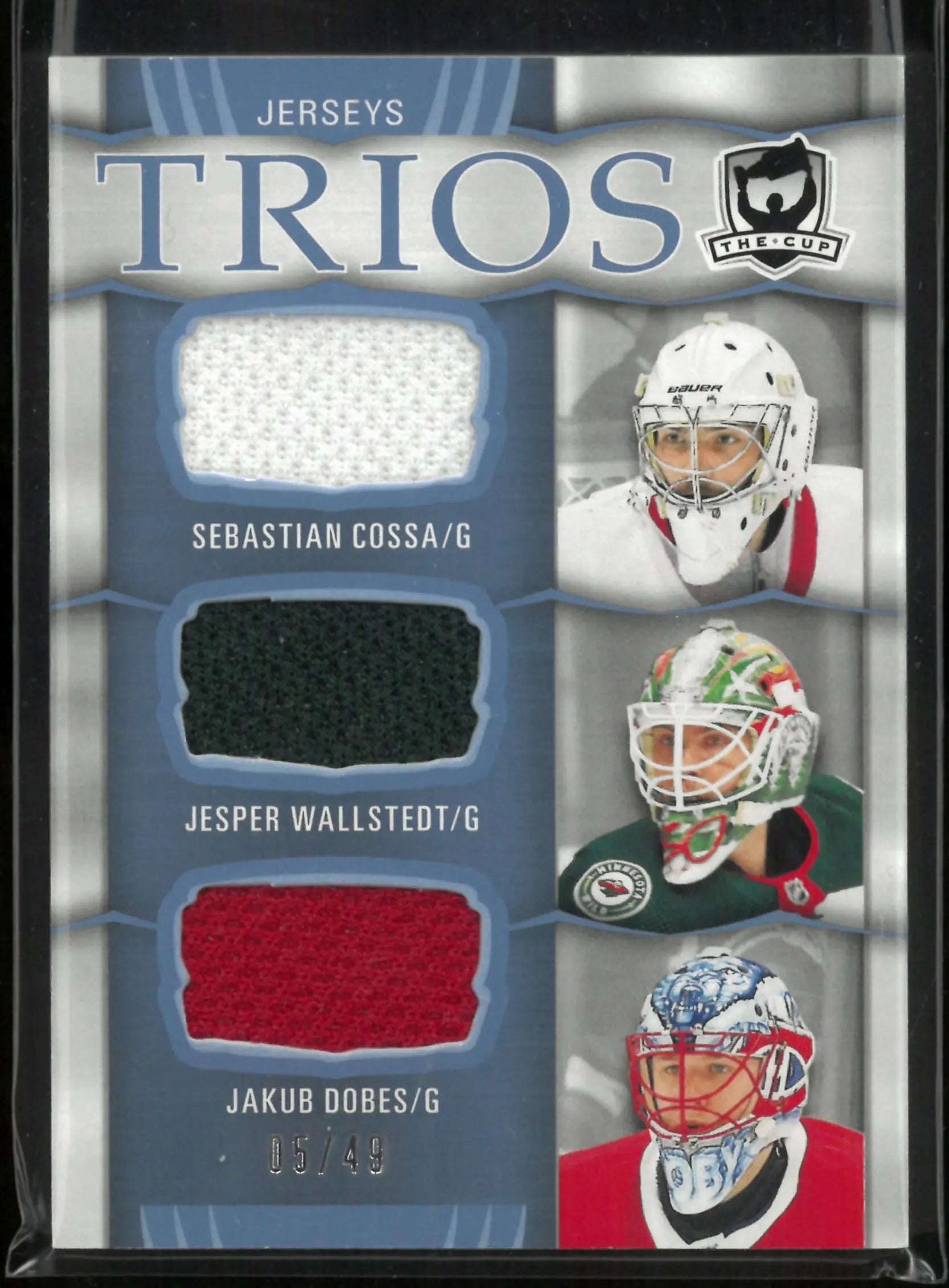 2024-25 Upper Deck The Cup Trios Patch Sebastian Cossa/Jesper Wallstedt/Jakub Dobes /49 